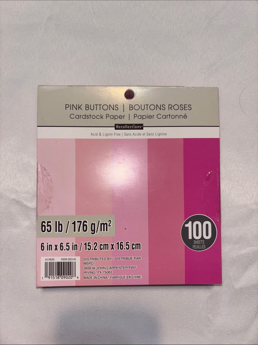 Recollections Pink Buttons Cardstock Pack - Pink Gradient